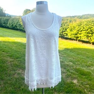 Dept 222 White Sleeveless Lace Petite Top
